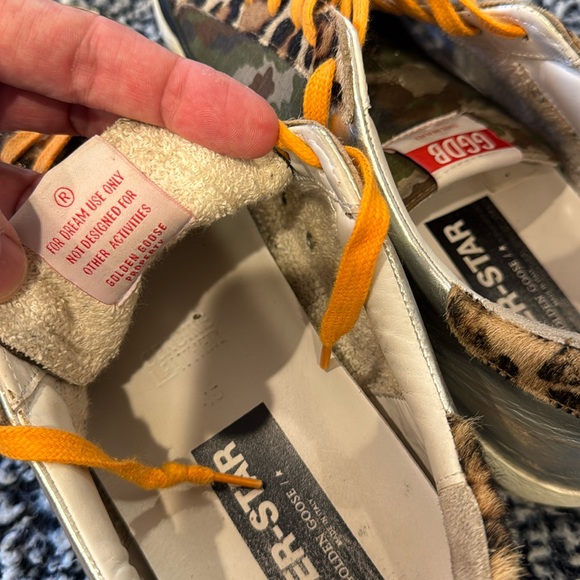 Golden Goose Superstar - camo design with leopard print detailing & orange laces - Picture 8 of 12